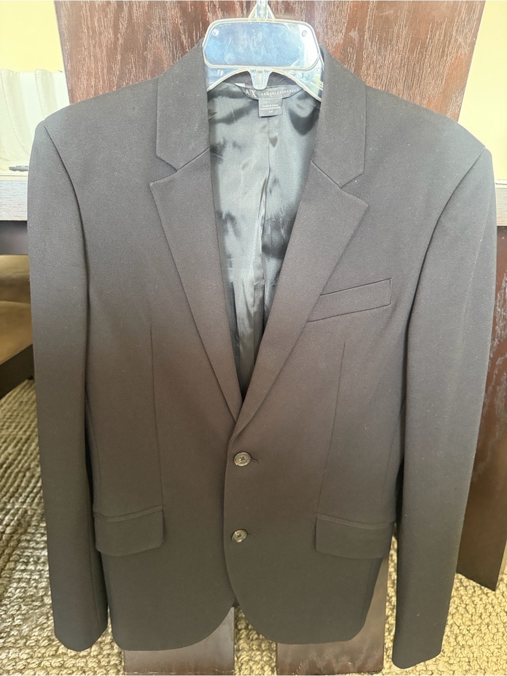 Armani Exchange Men's Black Two-Button Blazer
